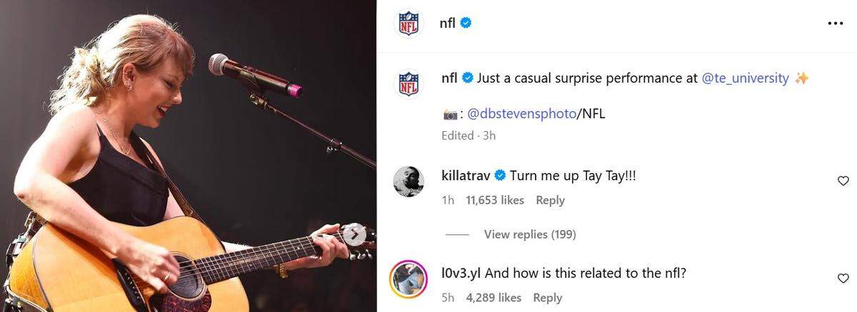 Travis Kelce was proud of his girlfriend, Taylor Swift., who performed Tuesday night.