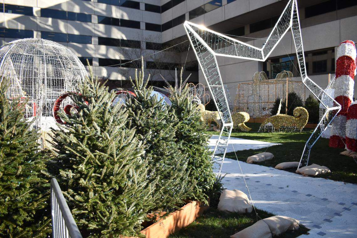 Part of an illuminated “Light Walk” is seen inside the free Hallmark Christmas Experience, which runs in Kansas City’s Crown Center every weekend from Nov. 29 until Dec. 22.