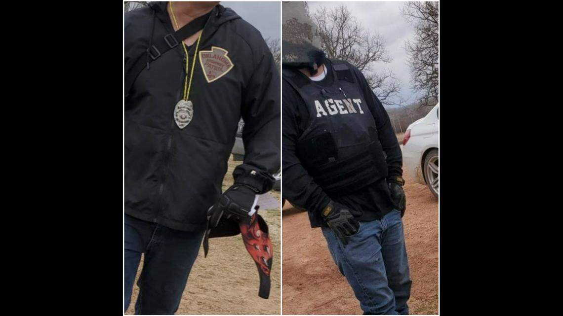 A group of armed suspects have been dressing up as Oklahoma law enforcement and conducting fake raids on marijuana farms in order to rob them, officials say. One grower took photos during an attempted raid against her operation on March 14.