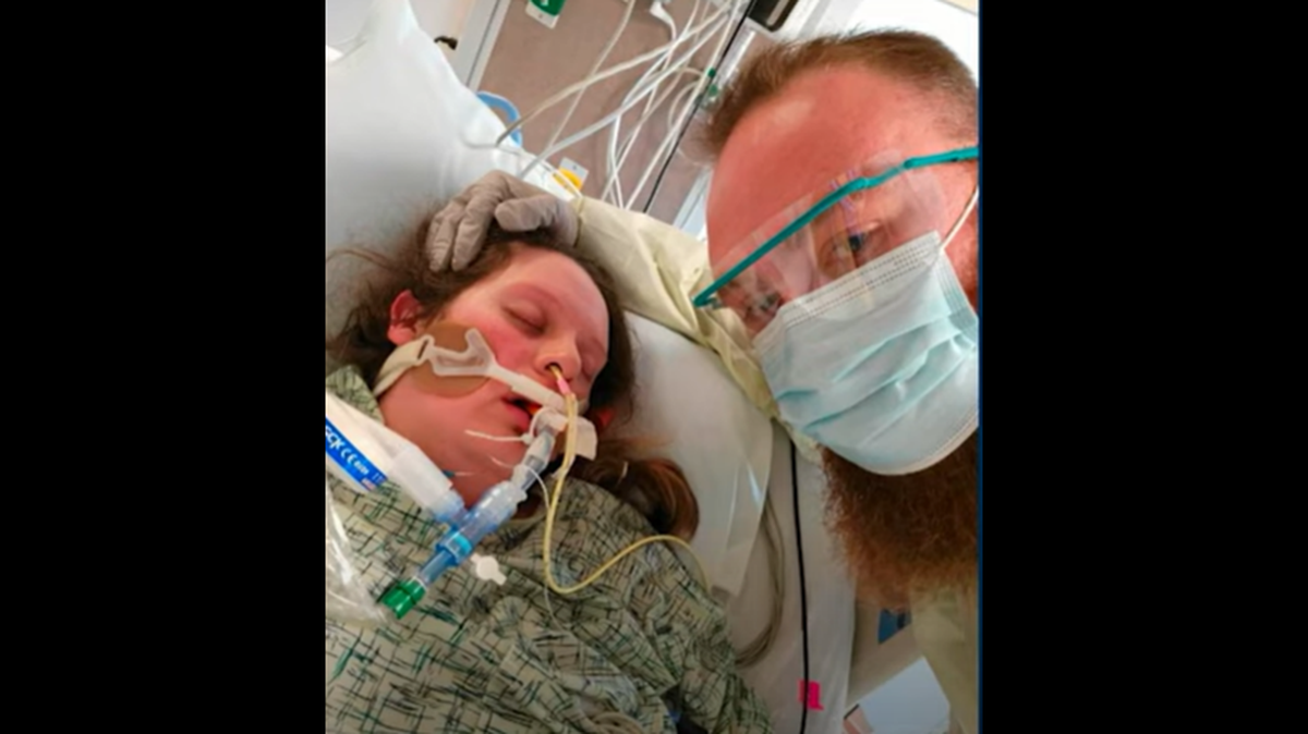 Holly Ekeler and Thomas Ekeler, of Wichita, were both diagnosed with COVID-19 while Holly was about 25 weeks pregnant. Both were unvaccinated at the time, but choose to get the vaccine after Holly was hospitalized. They told their story to the University of Kansas Health System.