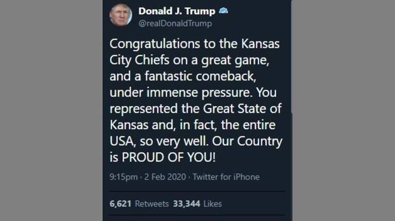Trump congratulates Chiefs for representing ‘the Great State of Kansas’
