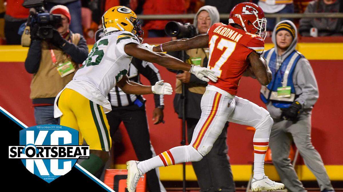Chiefs wide receiver Mecole Hardman outran Green Bay Packers defensive back Darnell Savage to score on a short pass reception in the second quarter Sunday, October 27, 2019 at Arrowhead Stadium in Kansas City.