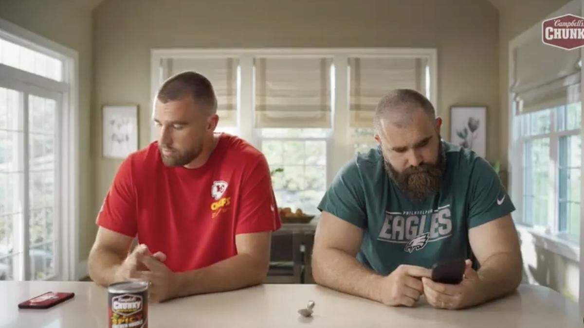The Kelce brothers star in a new commercial for Campbell’s soup.