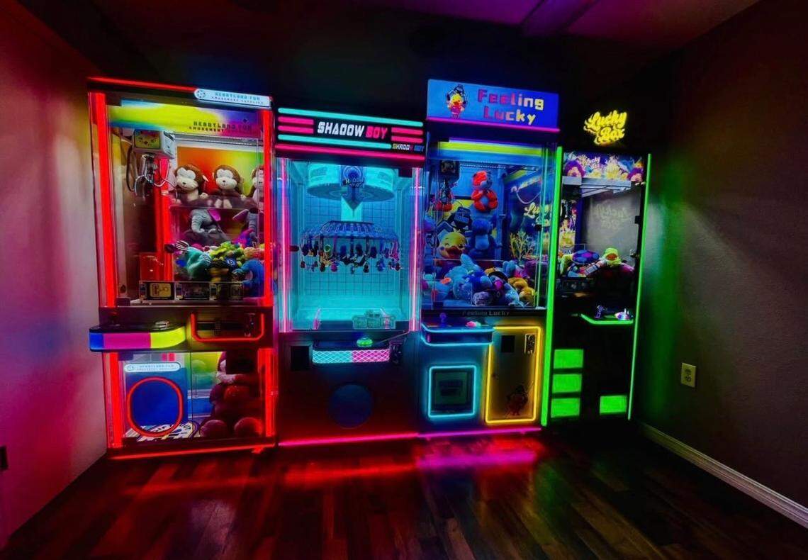 Claw machines supplied by Heartland Fun Amusement in Lawrence.