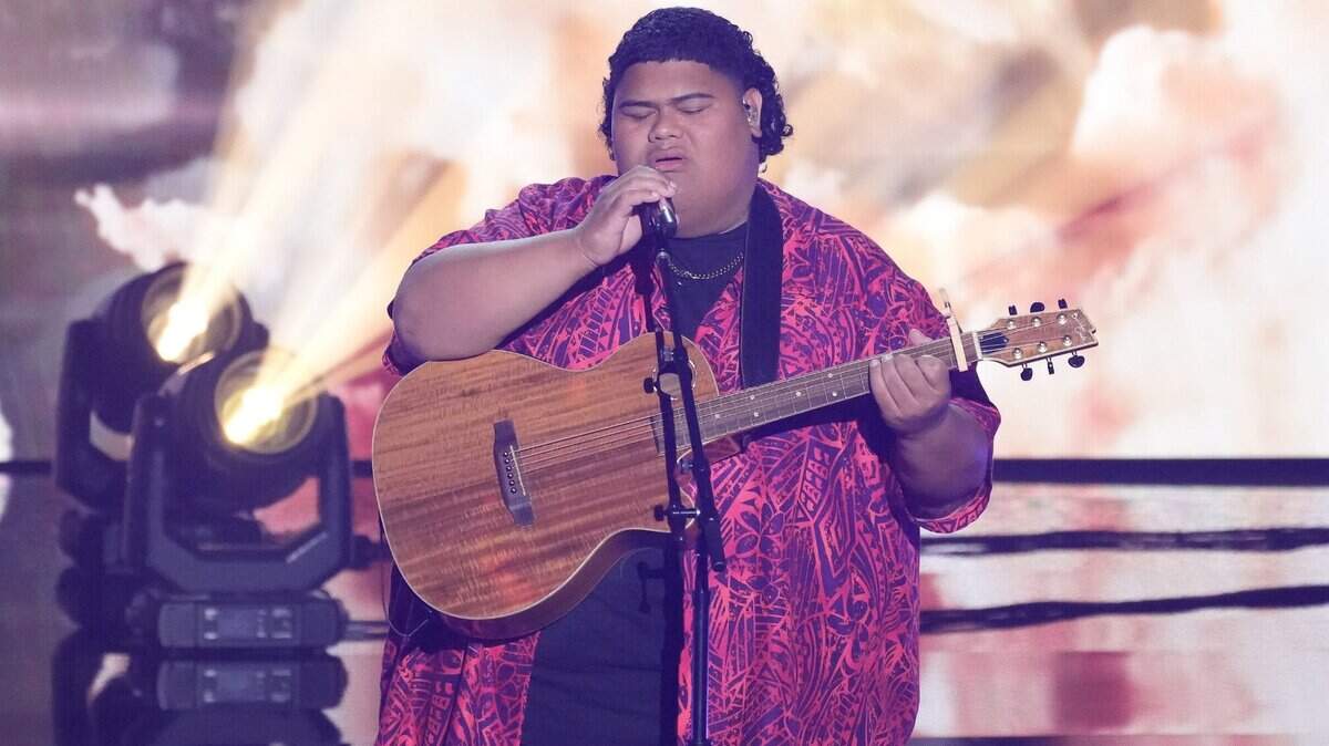 Iam Tongi performs during the Season 21 finale of “American Idol.” During the season and on the final night when he was crowned, Tongi sang a song written by Anapogi Fau of Independence, known as Spawnbreezie.