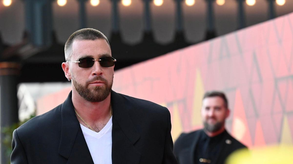 Kansas City Chiefs tight end Travis Kelce has his first billed credit as a movie executive producer. Here he walked the red carpet at Union Station for the Super Bowl LVII championship ring ceremony in June.
