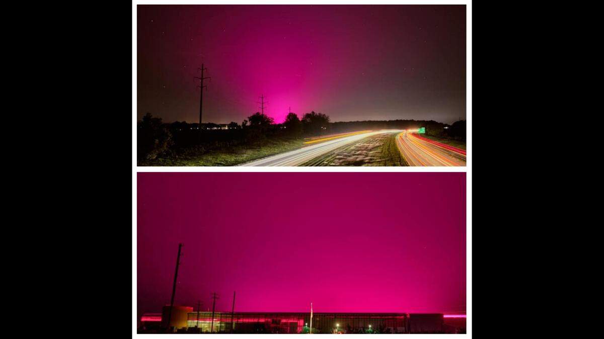 The sky over much of Cumberland County, Pennsylvania, is glowing pink due to a marijuana greenhouse.