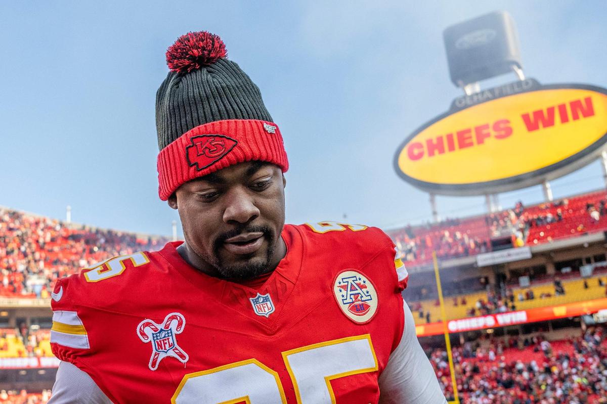 Kansas City Chiefs defensive tackle Chris Jones (95) walks off the field after the Chiefs’ 27-19 victory over the Houston Texans on Saturday, Dec. 21, 2024, at GEHA Field at Arrowhead Stadium.