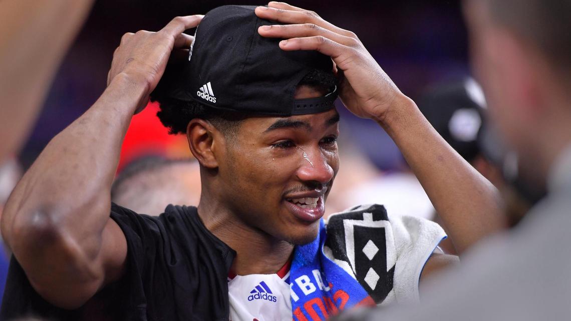 Why Ochai Agbaji fell into his parents’ arms, crying, after Kansas Jayhawks’ title win