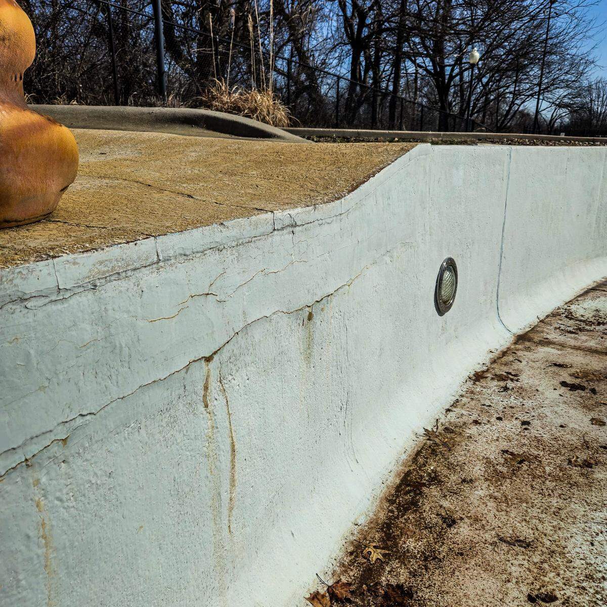 Cracks are visible on the walls of the lazy river at Adventure Oasis Water Park in this photo, posted on Facebook by the City of Independence and the water park.