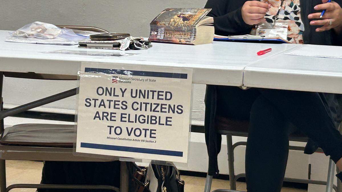 A sign displayed at Gashland Baptist Church in Kansas City stated that “Only United States Citizens are eligible to vote.”