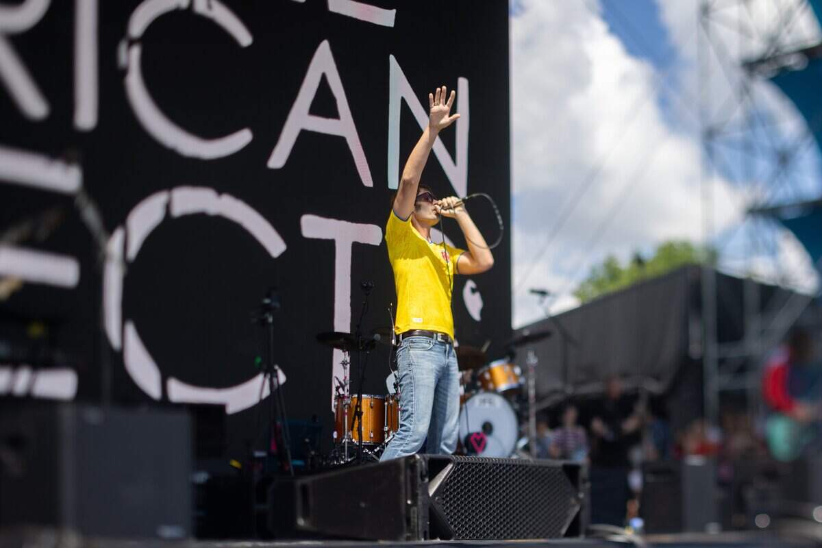 All American Rejects Lead Vocalist Tyson Ritter preforms on stage during their FIFA Fan Fest concert at Fan Fest on Saturday, July 11, 2026.
