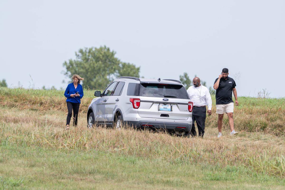 First responders respond to a small engine plane crash near Midwest National Air Center on Wednesday, Aug. 27, 2025, in Excelsior Springs.