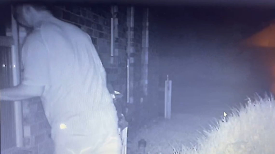 A man is seen peeking into a teen girl’s window, according to Oklahoma police. A dad set up this camera after noticing footprints outside his daughter’s bedroom.
