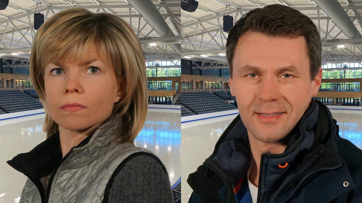 Evgenia Shishkova, left, and Vadim Naumov were figure skating coaches at The Skating Club of Boston.