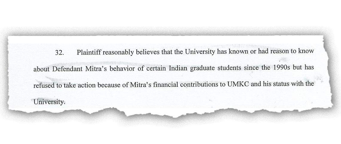 Excerpt from lawsuit filed by Mridul Mukherji against a fellow UMKC pharmacy professor, Ashim Mitra, and several university officials.