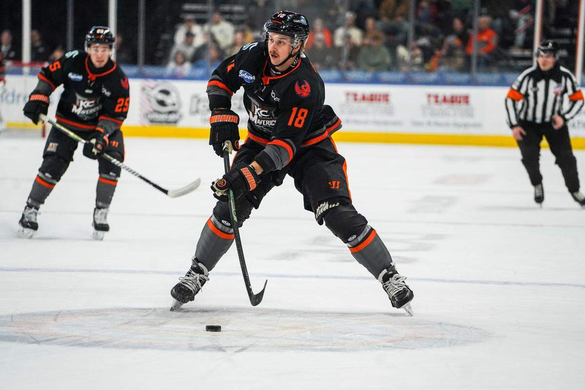 Kansas City Mavericks player Hudson Wilson is pictured in this photo from the 2025-26 ECHL season.