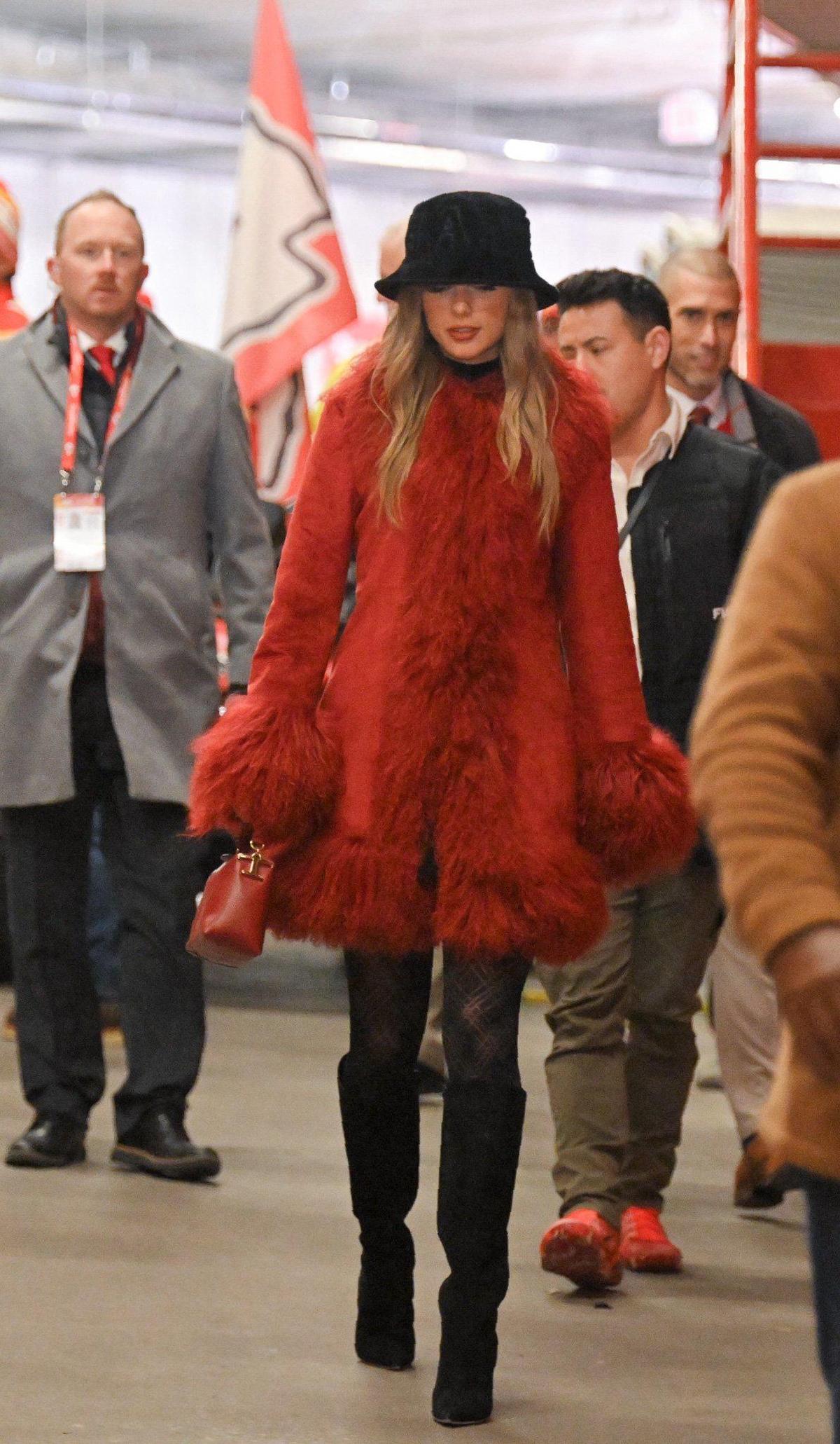 Taylor Swift arrives before the Chiefs’ game with the Houston Texans on Saturday Dec. 21, 2024, at GEHA Field at Arrowhead Stadium.