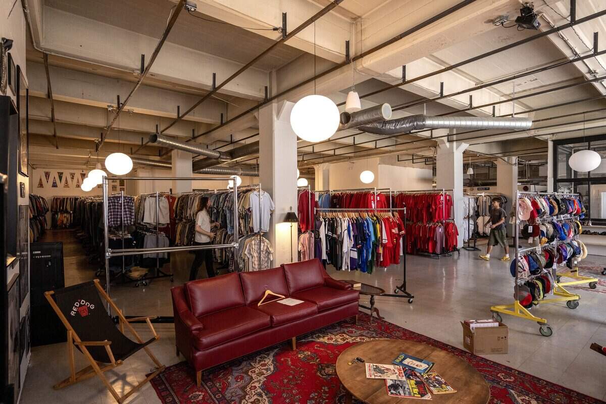 Vintage clothing and accessories are displayed on the first floor of Rex on Wednesday, July 15, 2026, in Kansas City, Mo.