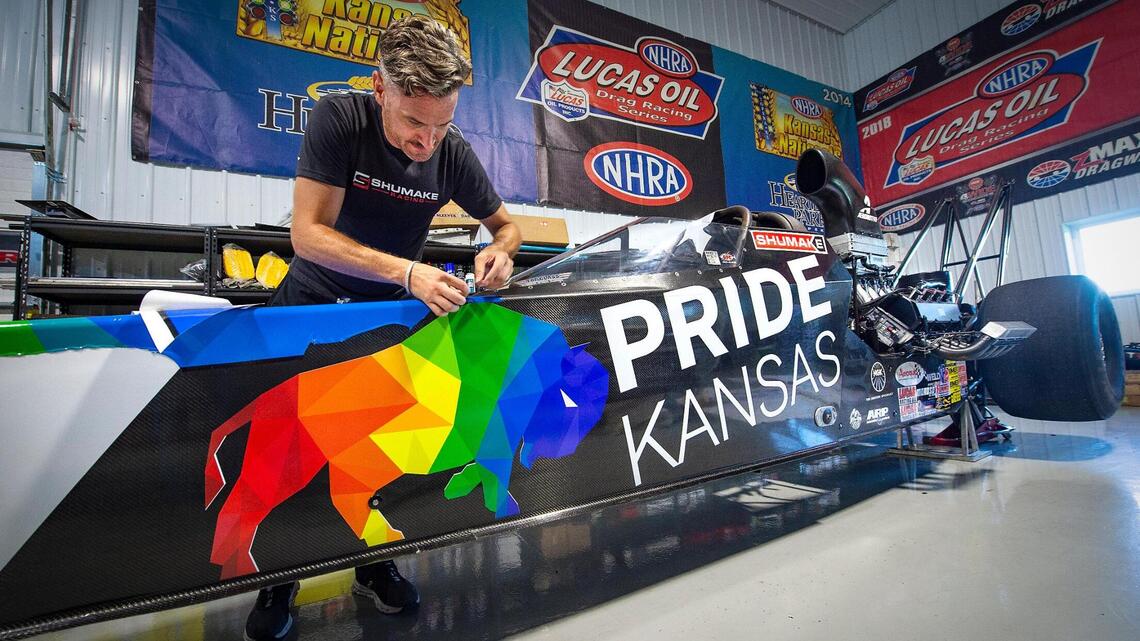 A gay driver in a rainbow car will make history at a Kansas hot rod race this weekend
