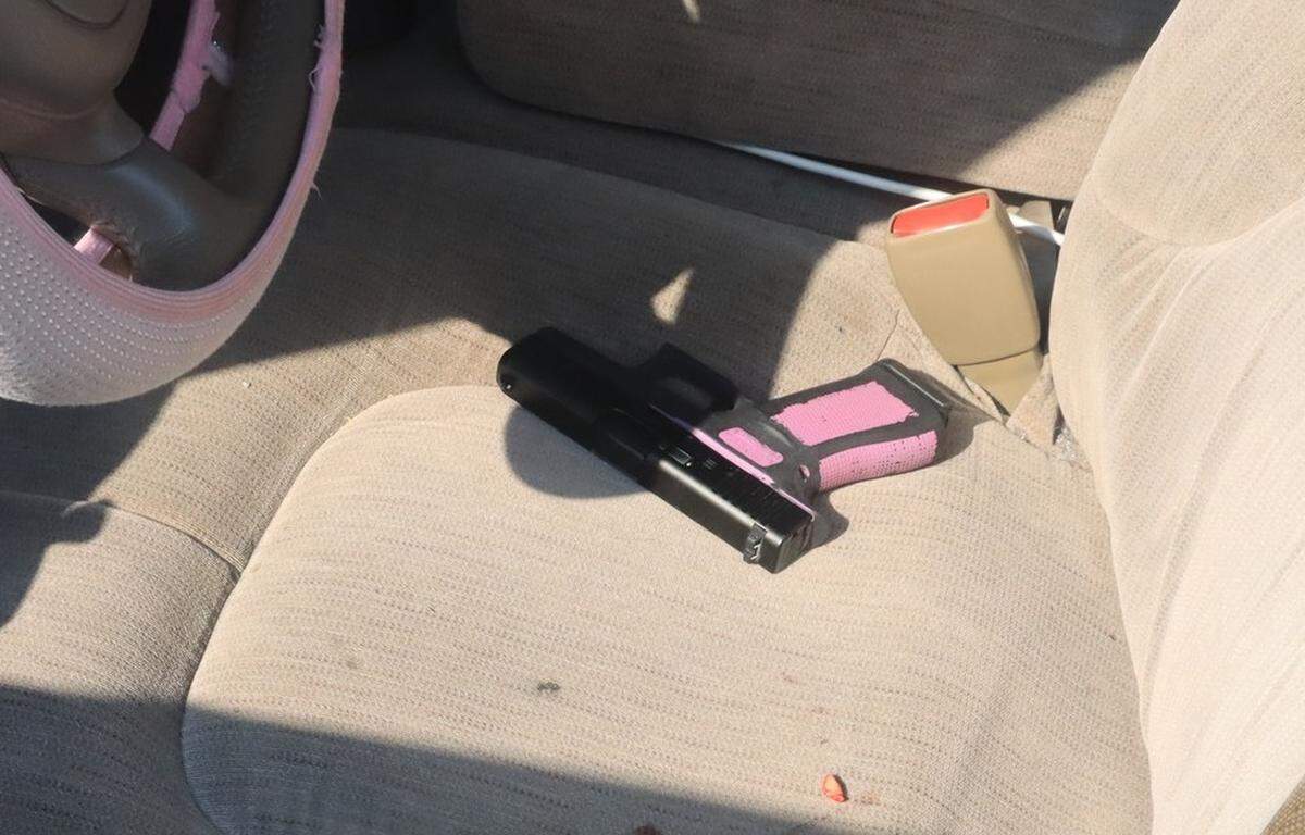 The accused stalker’s gun was found inside the woman’s car, along with several of his teeth, police said.