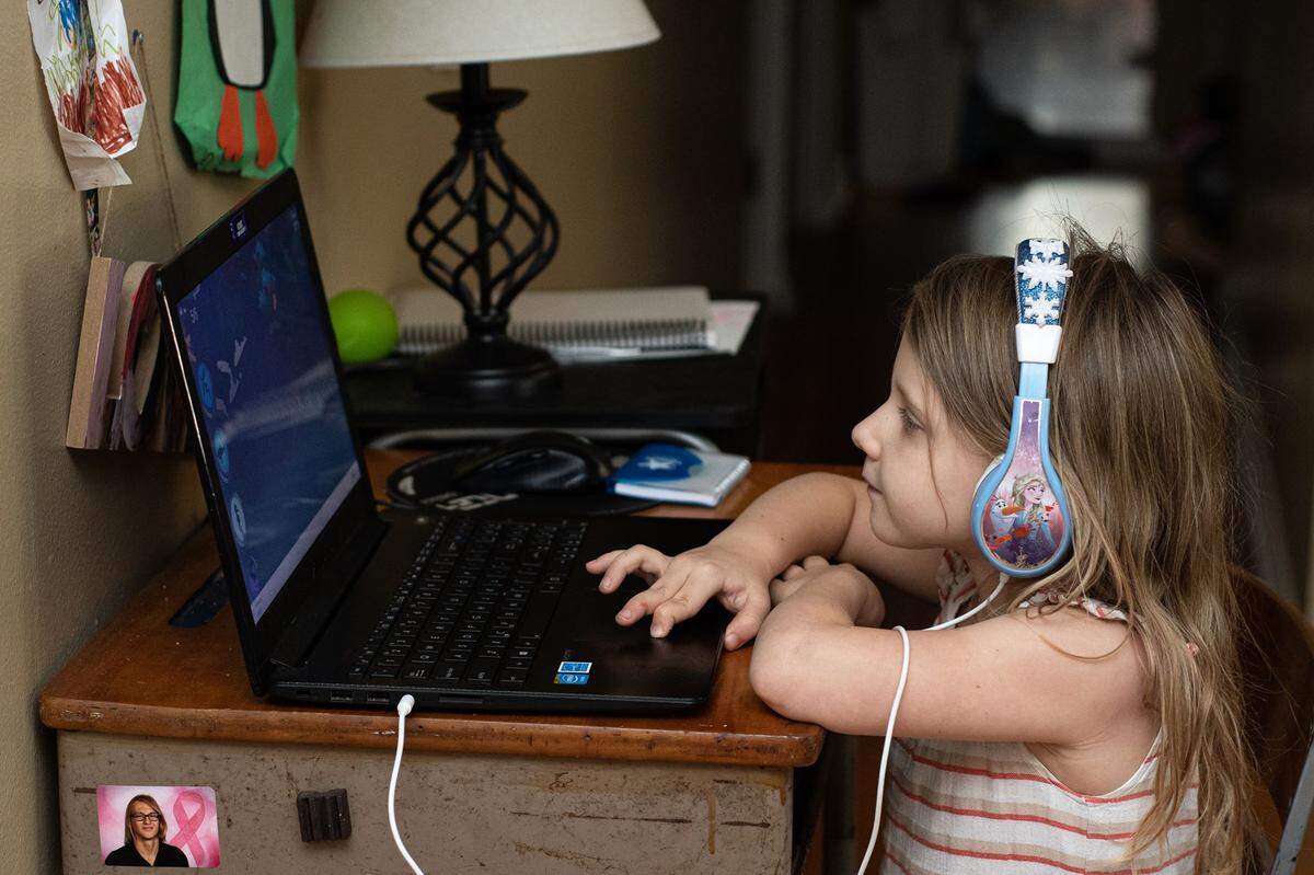 Fheyan Jiskra, an incoming kindergartner at Brookridge Elementary in the Shawnee Mission district, is planning to take classes online for the fall semester.