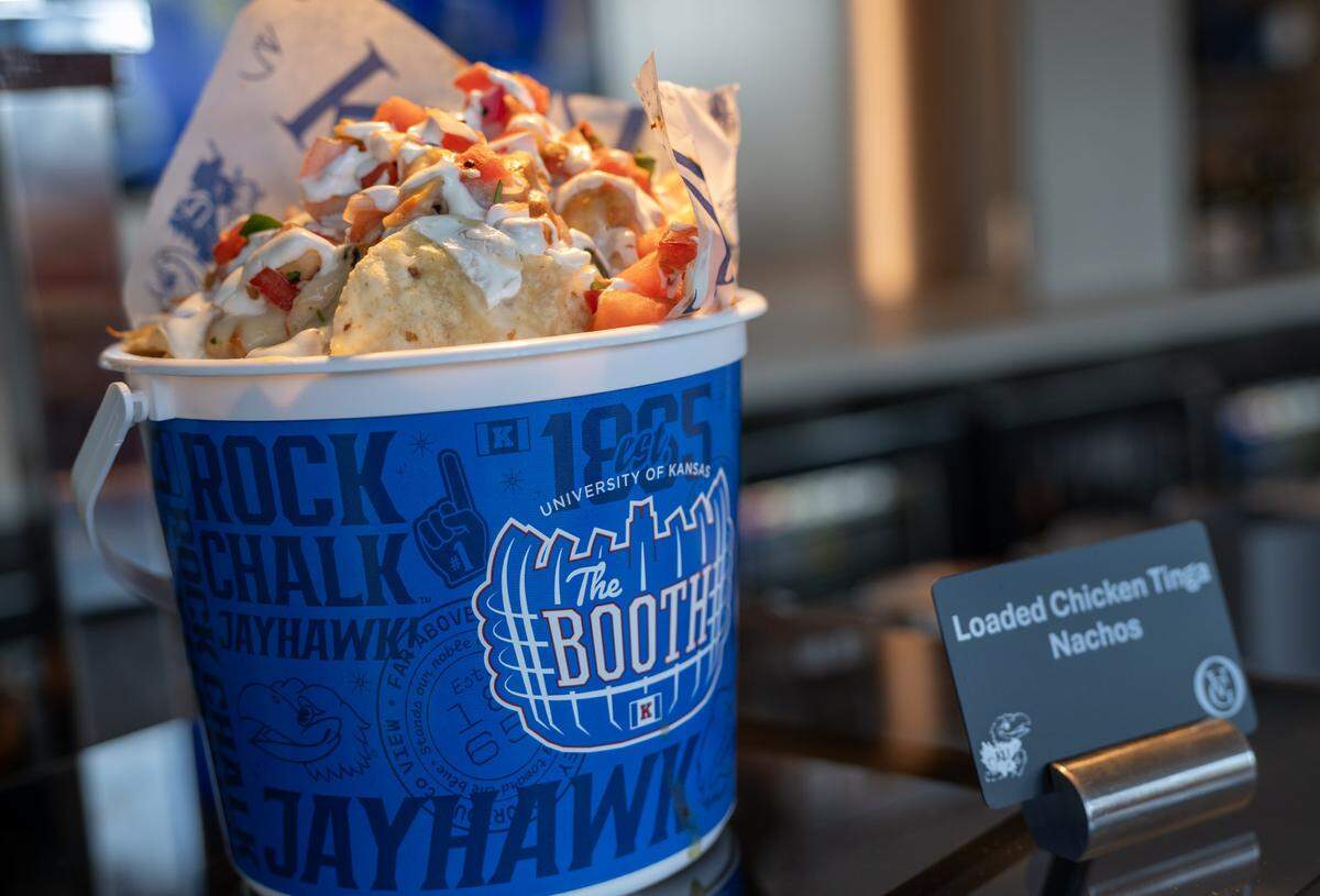 Loaded Chicken Tinga Nachos available at the new David Booth Kansas Memorial Stadium on Tuesday, Aug. 19, 2025, in Lawrence.