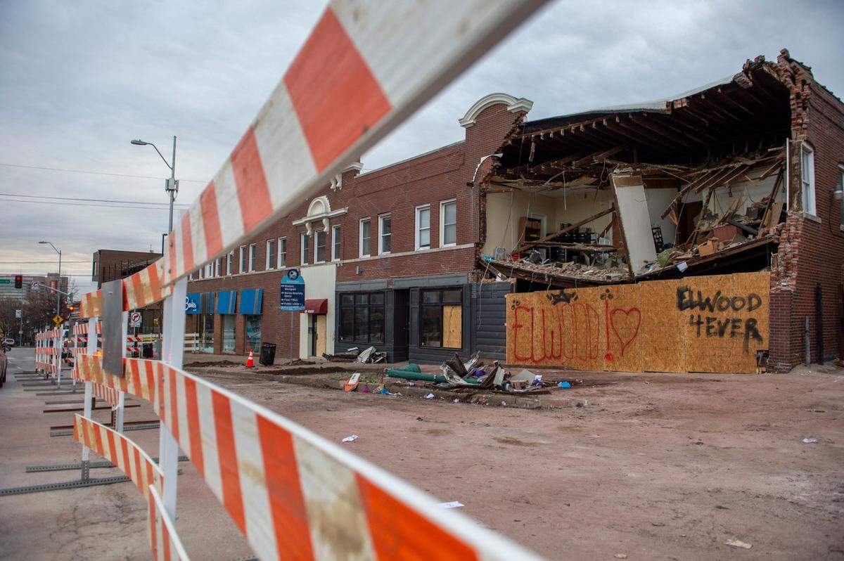 A fire truck and an SUV slammed into the building at 4048 Broadway Blvd. on Dec. 15, killing three people and reducing some of it to rubble. The building was once home to the Riot Room.