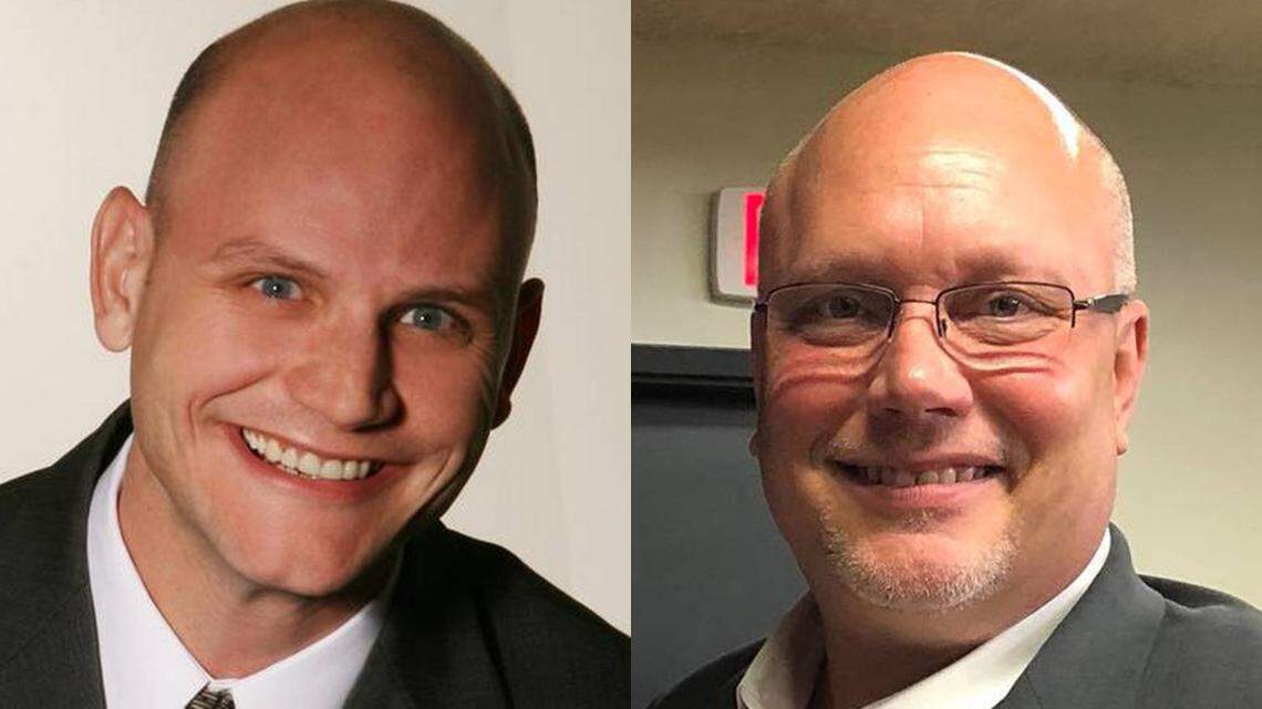 Kansas Secretary of State Scott Schwab (left) and former Johnson County Commissioner MIke Brown (right).