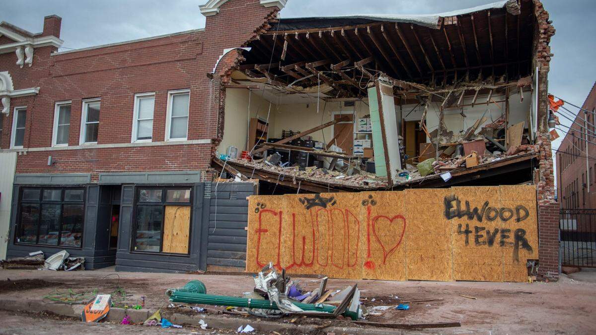 A partially collapsed building was seen Friday, Dec. 17, two days after a fire truck slammed into a car and then into the building Wednesday night Dec. 15, at 4048 Broadway Blvd., in Westport. Two people in the car and one pedestrian were killed in the wreck. The building, which housed the now-closed Riot Room, has been deemed unsafe.