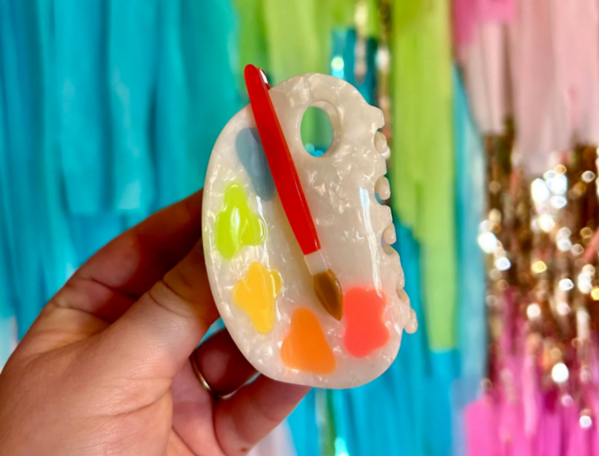 This acetate paint palette hair claw is sold at Truly Madly Depot in Mission.