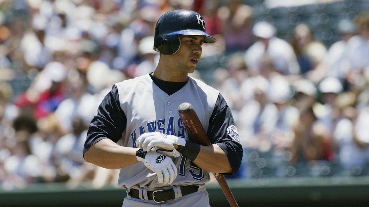 Carlos Beltran #15 of the Kansas City Royals prepares to bat during the game against the Texas Rangers at The Ballpark in Arlington, Texas on June 2, 2002. The Rangers won 8-6.