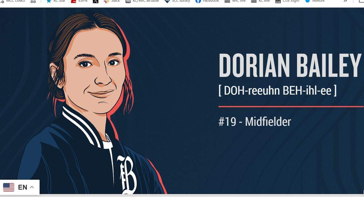 This cool artwork of Dorian Bailey greets visitors to her roster page at BayFC.com.