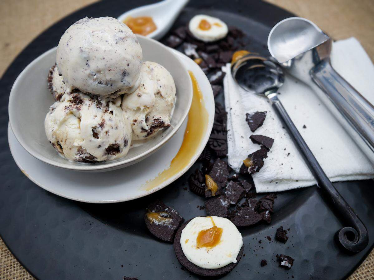Salted Caramel Cookies and Cream is one of several “nice” flavors at Clementine’s. Others are made with booze.