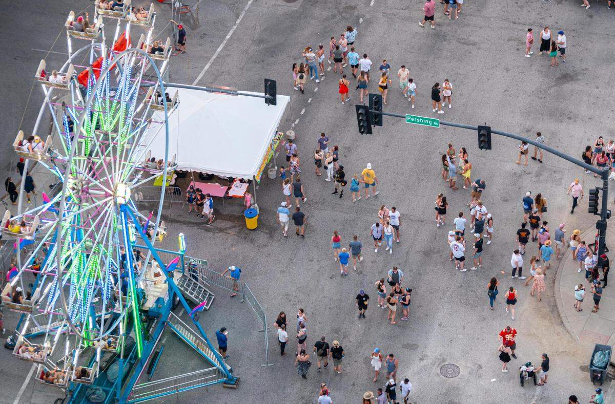 After years around the West Bottoms, Boulevardia didn’t host festivals in 2020 and 2021 because of COVID. When it started back up in 2022, it moved near Crown Center. But it continued some of its beloved traditions: A Ferris wheel on Grand Boulevard at Crown Center was one of the attractions at Boulevardia Saturday, June 18, 2022, in Kansas City.
