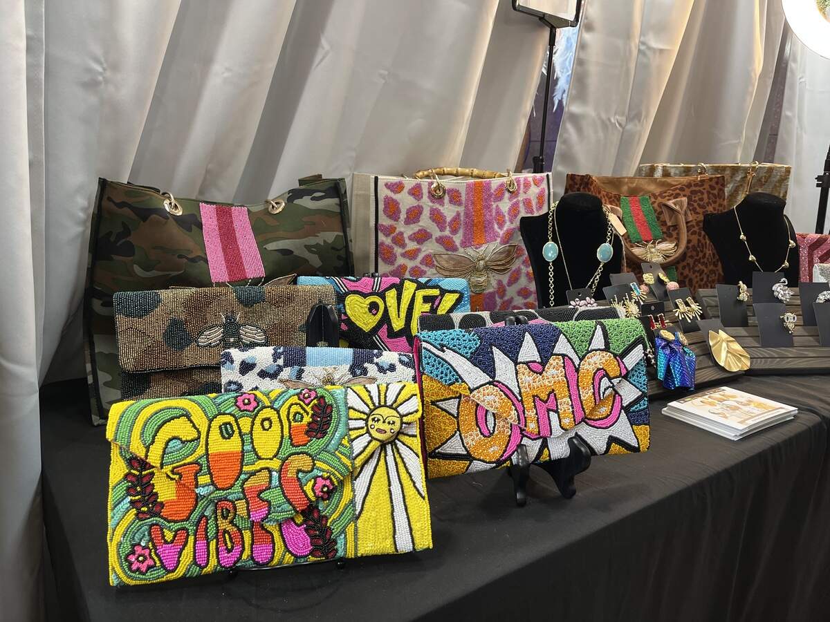Beaded clutches inside Cherhea Frazier’s booth in the City of Entrepreneurs.