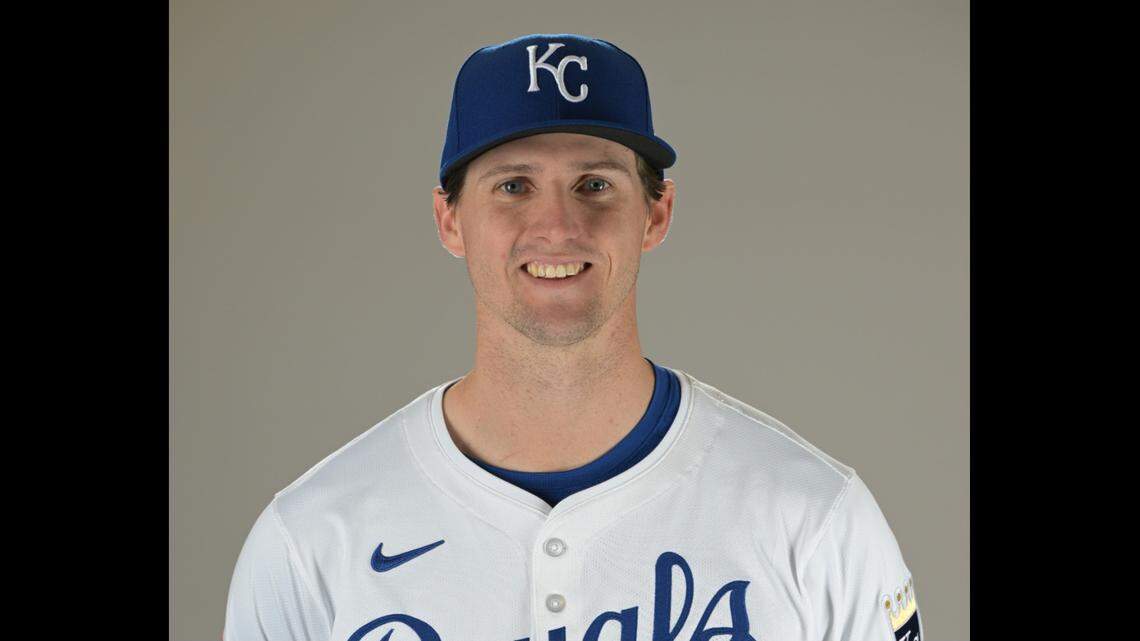 Kansas City Royals starting pitcher Kyle Wright (30) poses for a photo during media day on Feb. 19, 2025 in Surprise, Arizona.