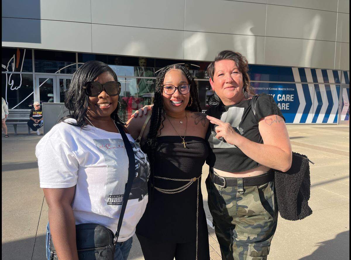 Michelle Sims (right) went to Lil Wayne’s Tha Carter VI tour at T-Mobile Center in Kansas City with Leila Graves (middle) Aug. 26, 2025. Sims discovered the artist through her daughter, and Graves discovered him through her mom.