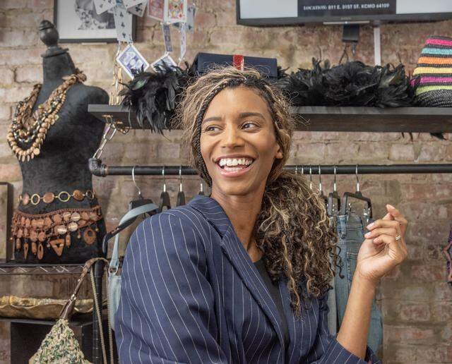 Ciara Barton in her boutique Thrift The Runway, 811 E. 31st St., in Kansas City.