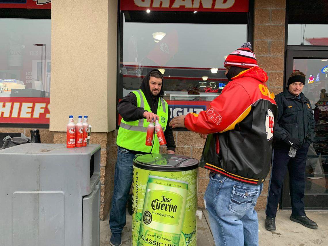 Grand Slam Convenience store at Sixth and Grand was selling aluminum bottles of Bud Light outside, in plain view of police officers.