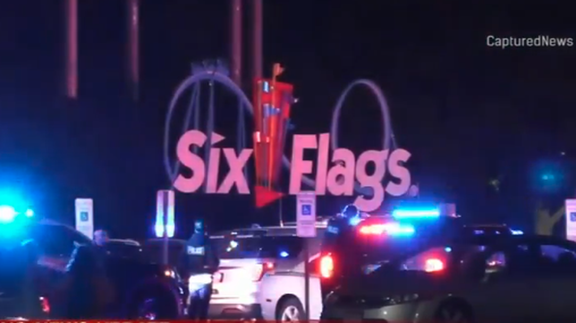 Three people were injured in a shooting in the parking lot of a Six Flags theme park, Illinois police say.