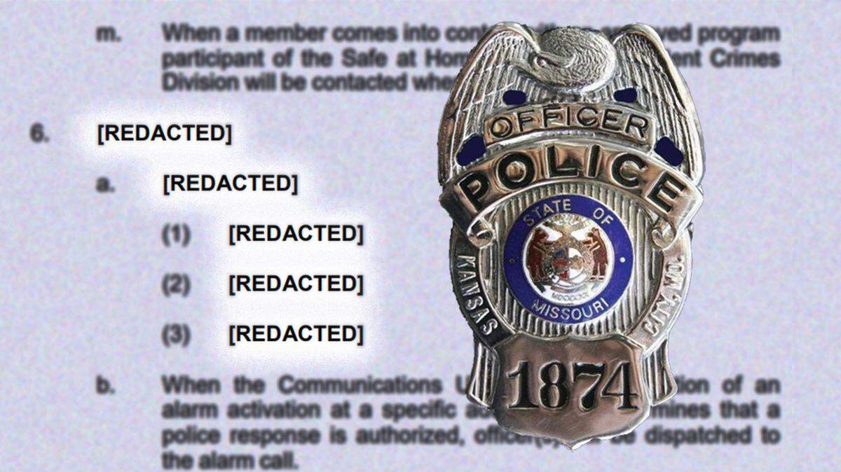 A police spokeswoman said the redactions are because of Missouri Sunshine Law and the department’s lawyers.