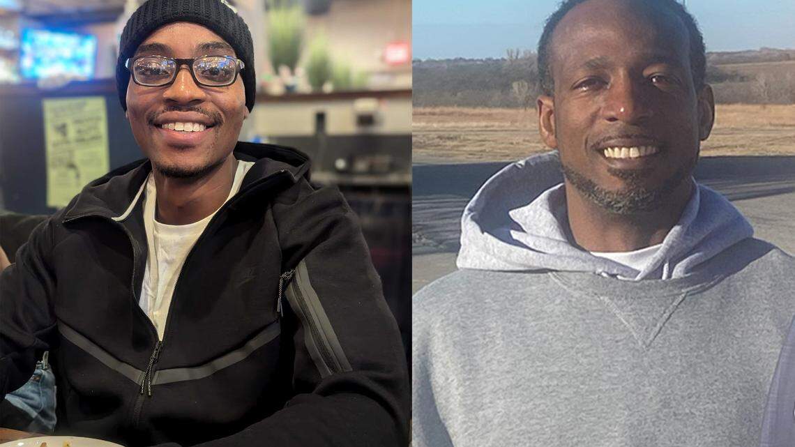 Cedric Warren, left, and Dominic Moore, right, were released and the charges against them dismissed on Wednesday, Dec. 12, 2024, roughly 15 years after both were wrongfully convicted of a Kansas City, Kansas, double murder in February 2009.