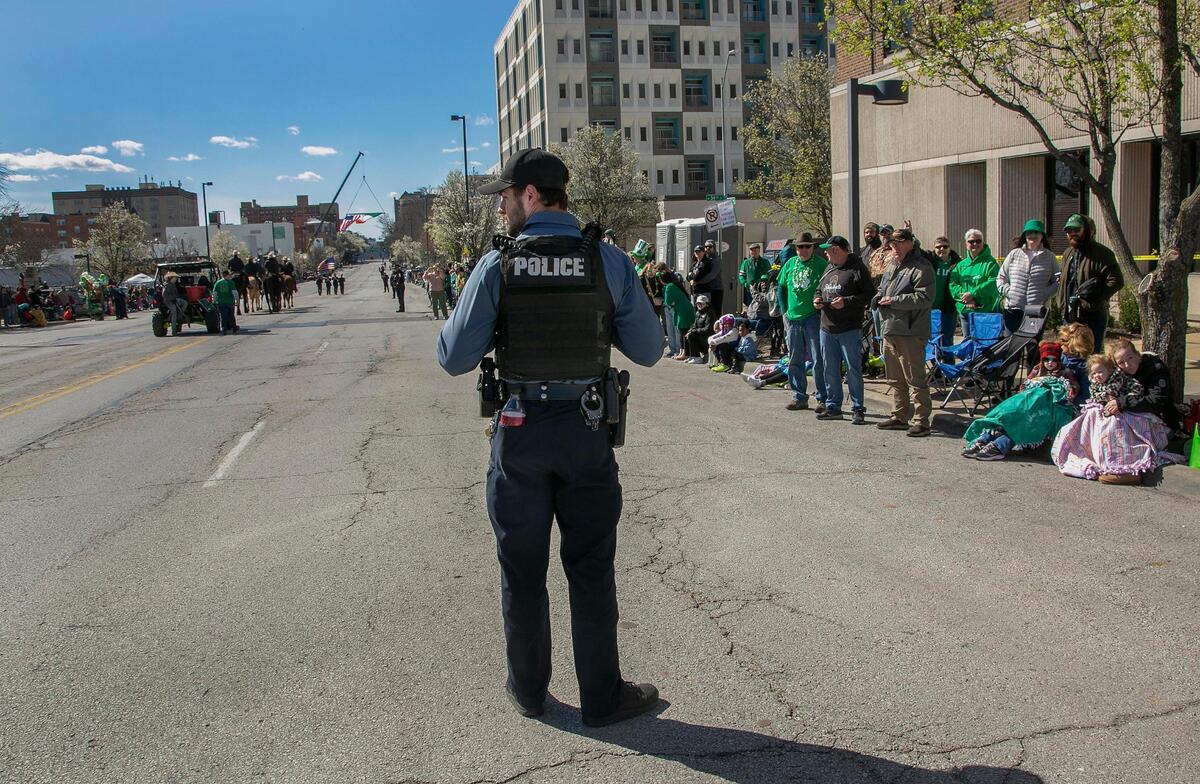 Police had a heightened presence Sunday, March 17, 2024, during the Kansas City St. Patrick’s Day parade. The parade celebrated it’s 50th anniversary as it marched south on Broadway Boulevard from Linwood Boulevard to 43rd Street.