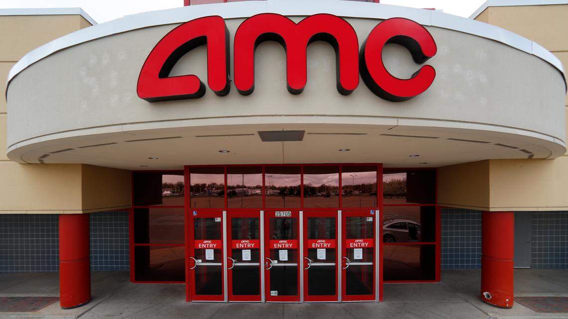 An AMC Theatre is shown in Clinton Township, Mich., Friday, May 8, 2020.