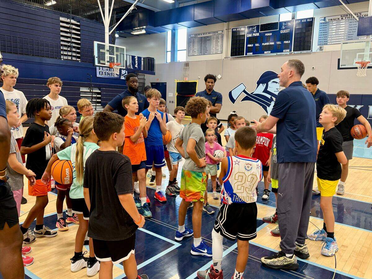 Ochai Agbaji hosts second annual youth basketball camp at his alma mater Oak Park High School on Saturday, July 18
