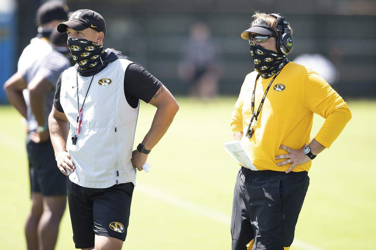 New Missouri Coach Eli Drinkwitz, right, went 12-1 last season as head man at Appalachian State.