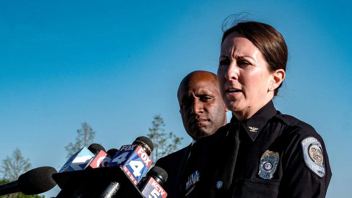 Before a drill to rehearse how Kansas City would respond to a major incident during the 2026 FIFA World Cup Fan Festival, Kansas City leaders, including Kansas City Police Chief Stacey Graves (front) and Mayor Quinton Lucas spoke at press conference saying that the city will be ready.
