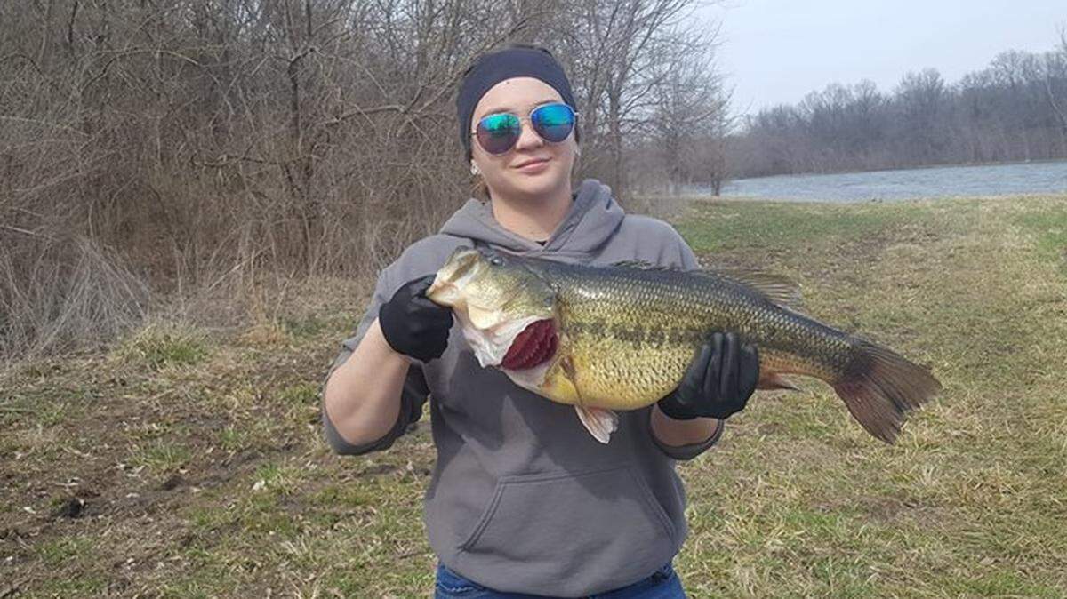 Ashley Summers had the catch of a lifetime recently at James A. Reed Memorial Wildlife Conservation Area. She landed this 7-pound, 12-ounce largemouth bass on a white chatterbait.