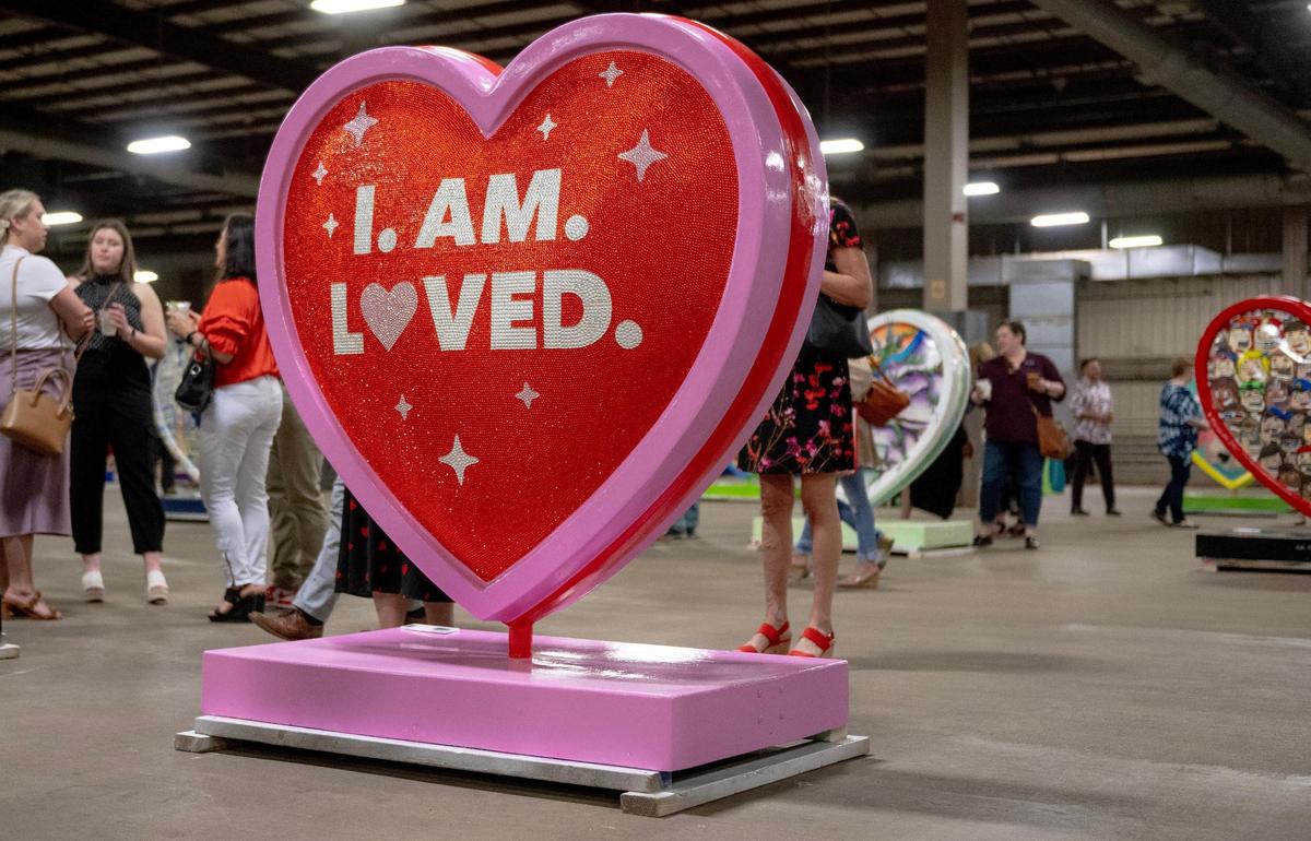 “You Are Loved, Kansas City” by artist Katie Henrichs is one of 40 hearts that make up the 2023 season of The Parade of Hearts.